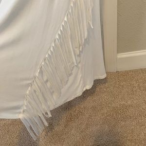 Cream, fringe tank top